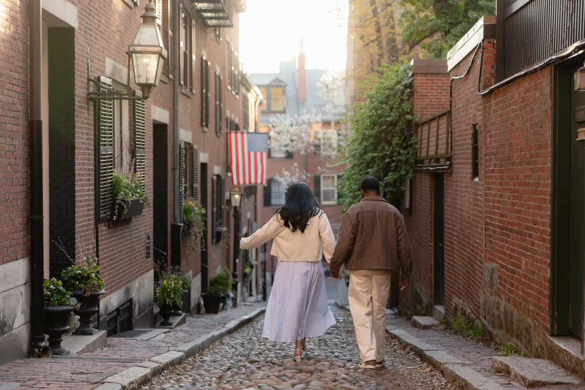 Molly & Wilshon at Beacon Hill, Boston, MA; couple photography